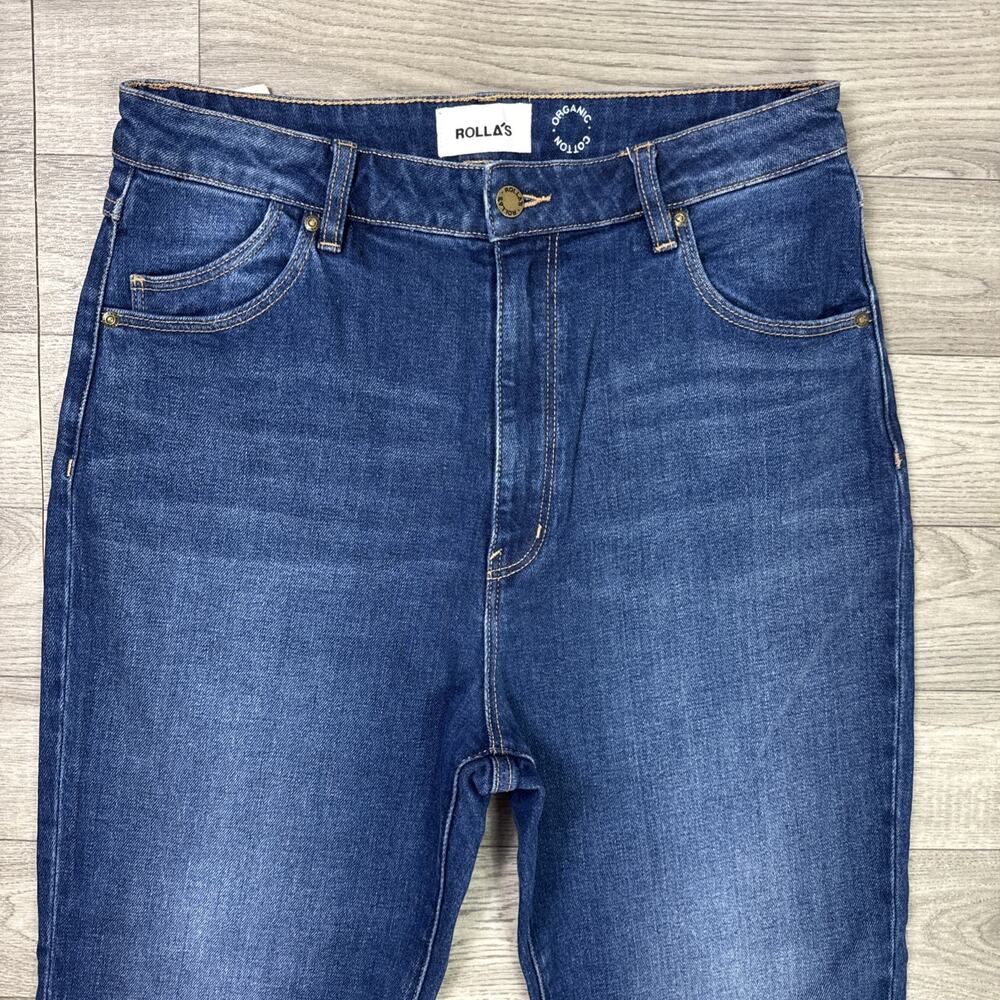 ROLLAS Dusters Bootcut Crop Denim Jeans High Rise Dark Wash sz 32 - Picture 3 of 8